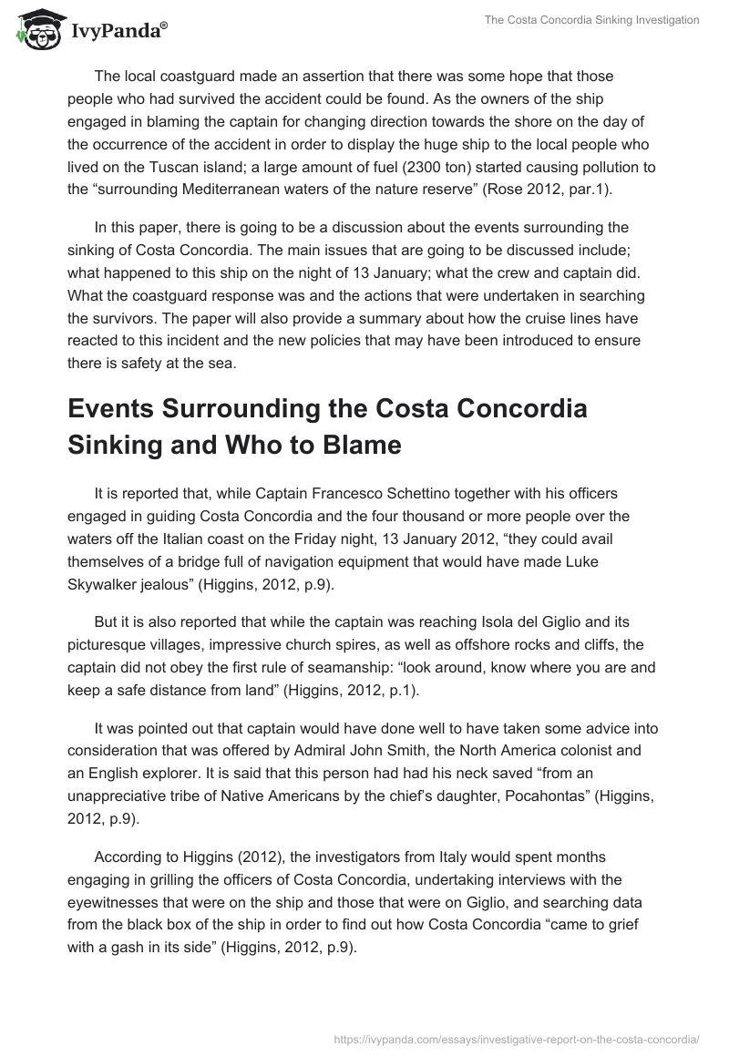 The Costa Concordia Sinking Investigation. Page 2