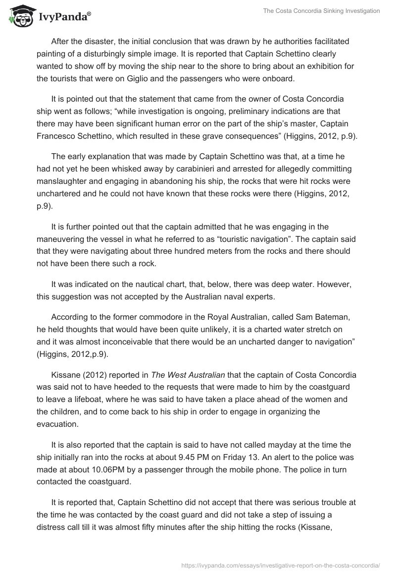 The Costa Concordia Sinking Investigation. Page 3