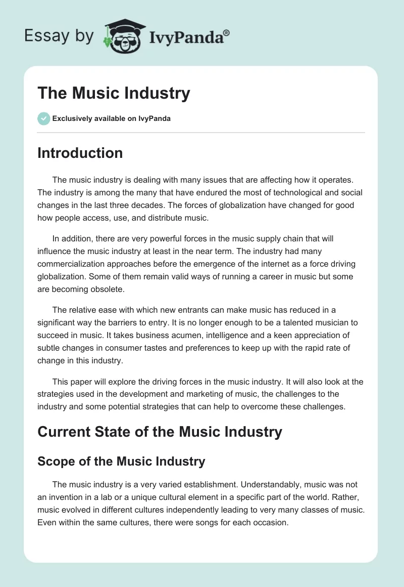 The Music Industry. Page 1