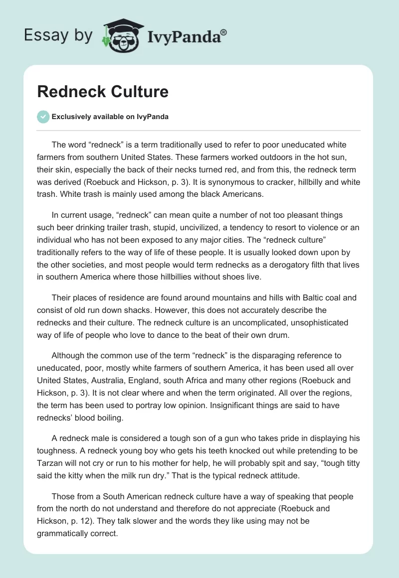 Redneck Culture. Page 1