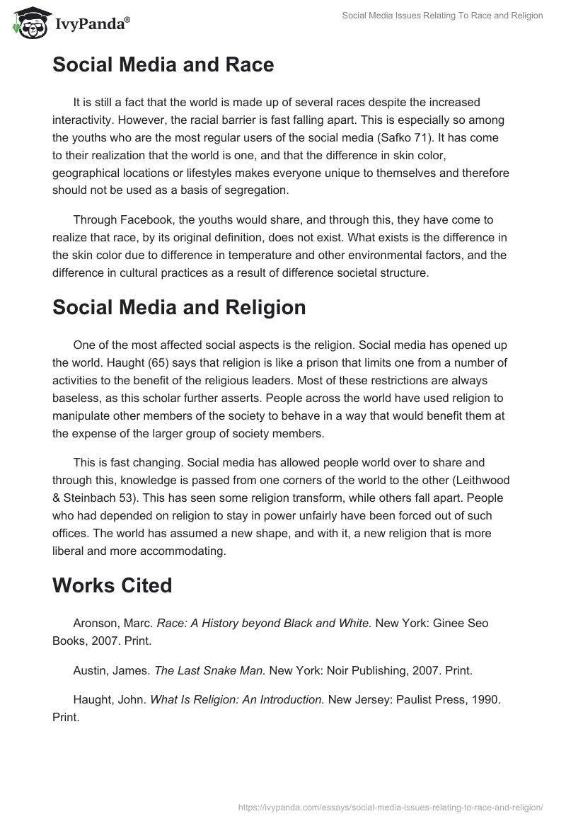 Social Media Issues Relating To Race and Religion. Page 2