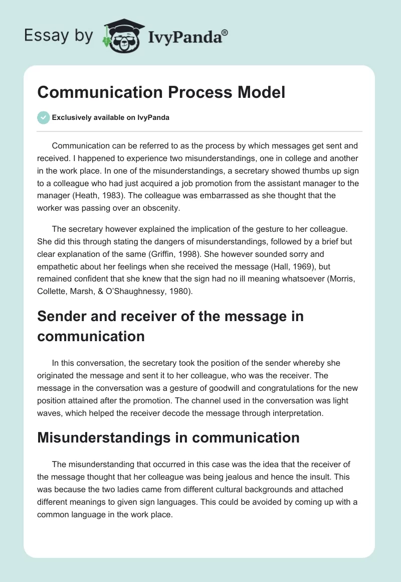 Communication Process Model. Page 1