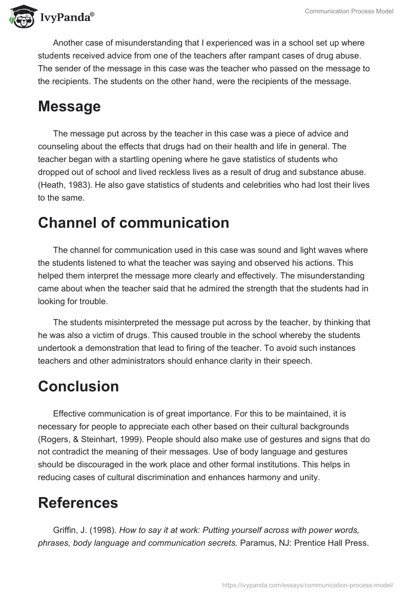 Communication Process Model. Page 2