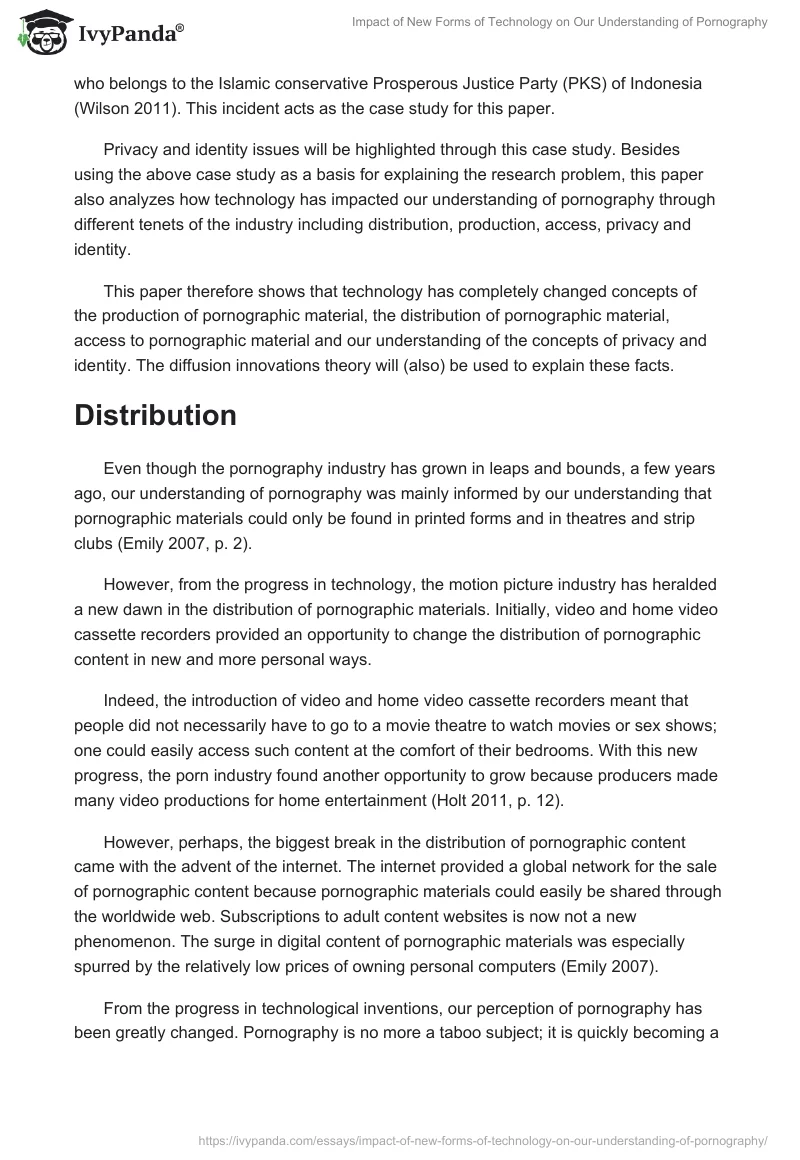 Impact of New Forms of Technology on Our Understanding of Pornography. Page 2