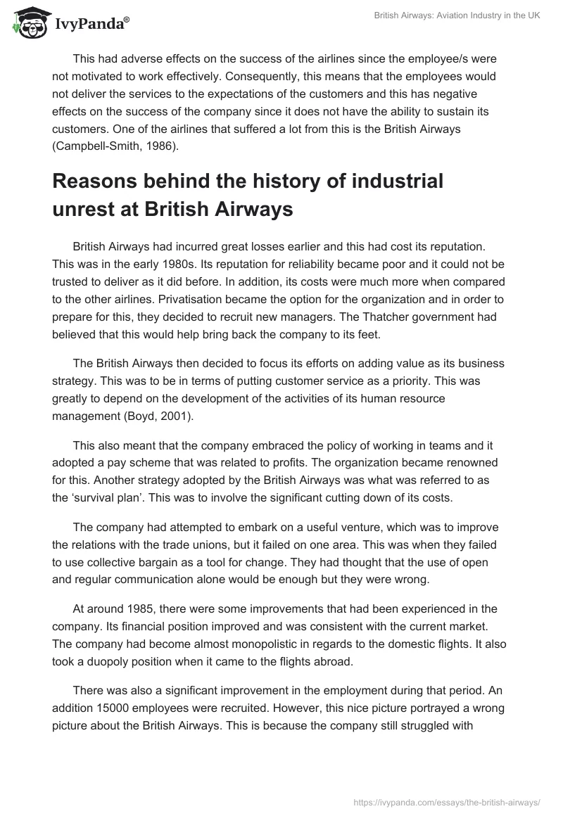 British Airways: Aviation Industry in the UK. Page 2