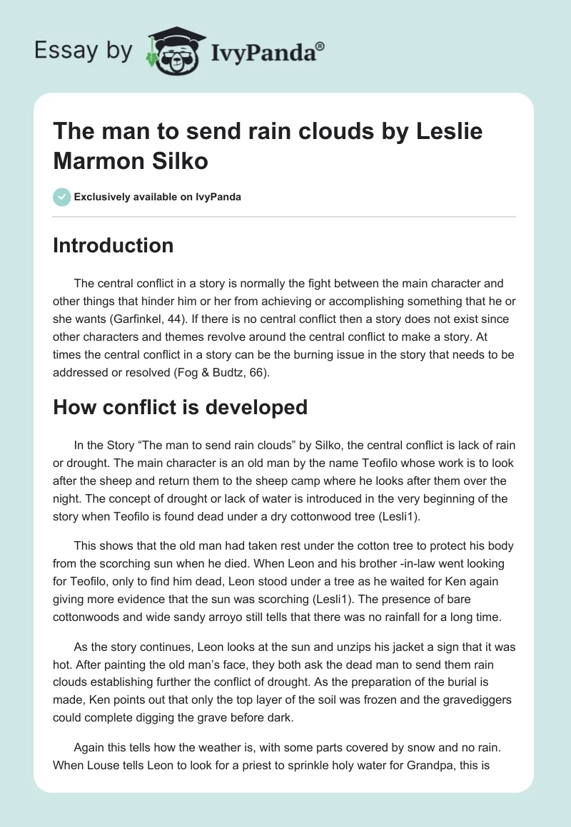 "The man to send rain clouds" by Leslie Marmon Silko. Page 1