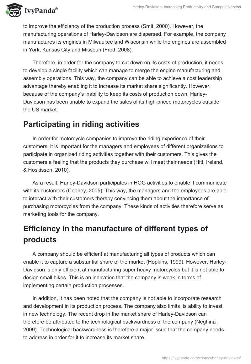 Harley-Davidson: Increasing Productivity and Competitiveness. Page 4