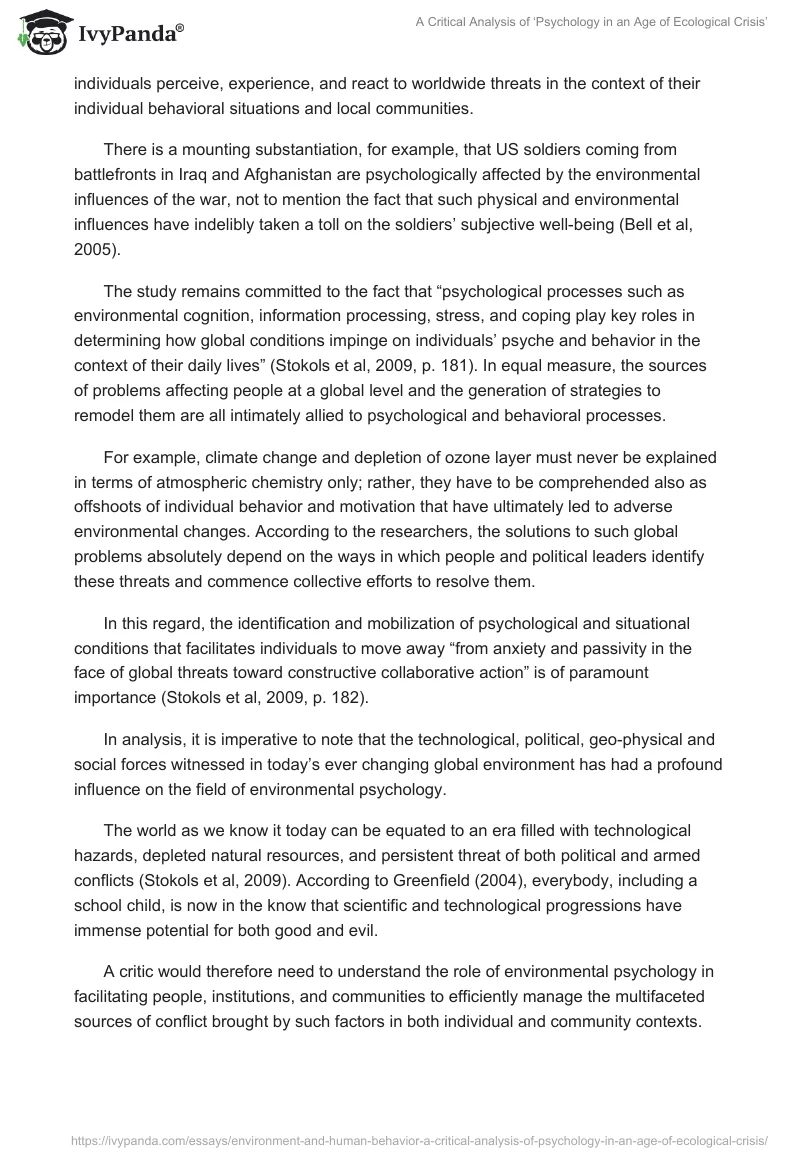 A Critical Analysis of ‘Psychology in an Age of Ecological Crisis’. Page 2