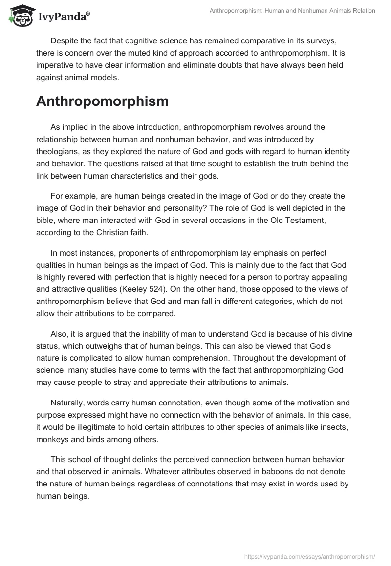 Anthropomorphism: Human and Nonhuman Animals Relation. Page 2