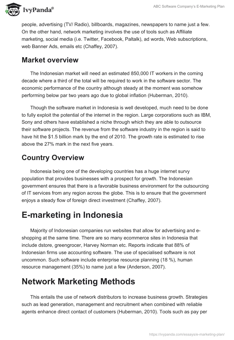 ABC Software Company’s E-Marketing Plan. Page 4
