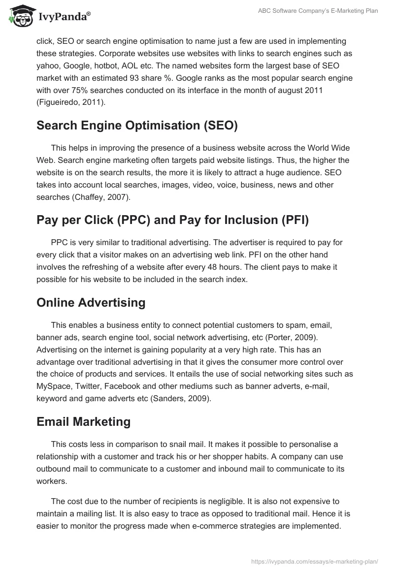 ABC Software Company’s E-Marketing Plan. Page 5