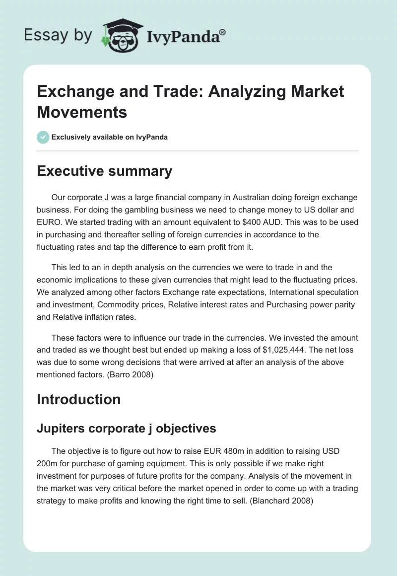 Exchange and Trade: Analyzing Market Movements. Page 1