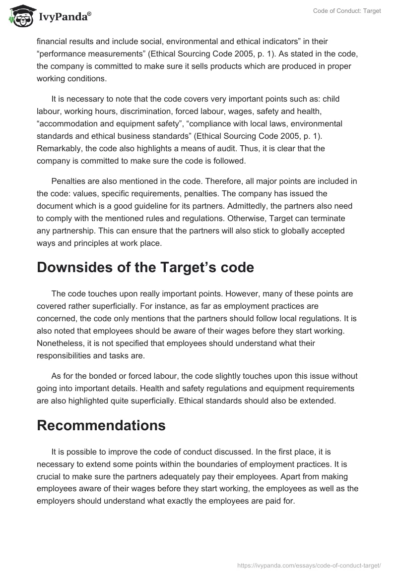 Code of Conduct: Target. Page 2