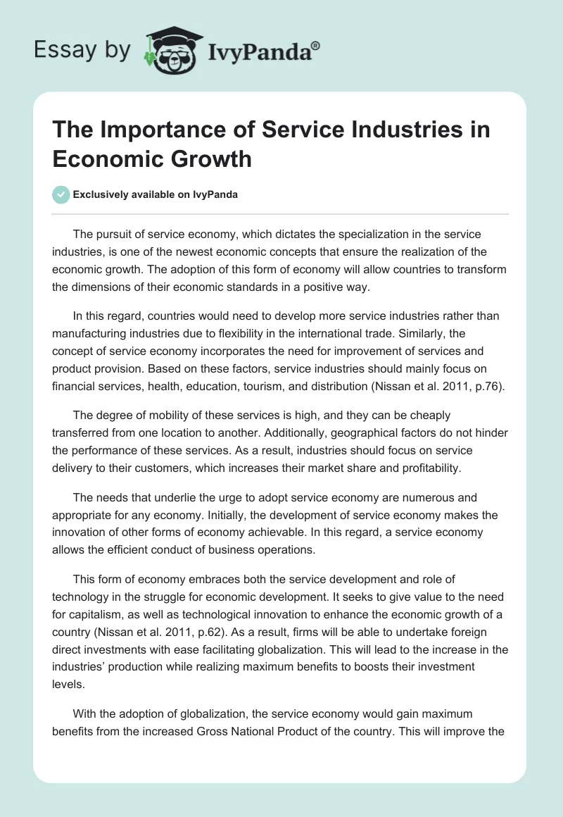 The Importance of Service Industries in Economic Growth. Page 1