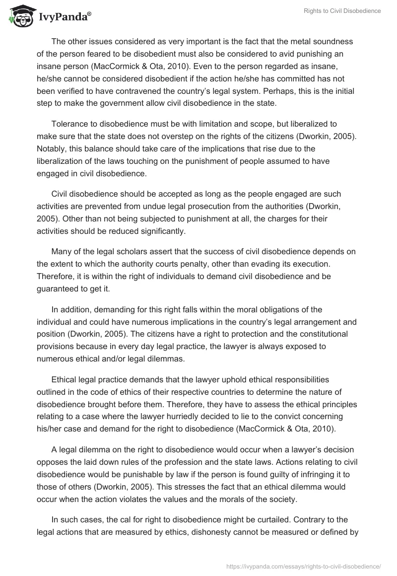 Rights to Civil Disobedience. Page 2