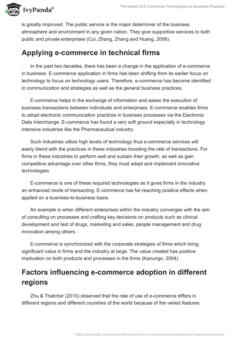 The Impact of E-Commerce Technologies on Business Practices. Page 4