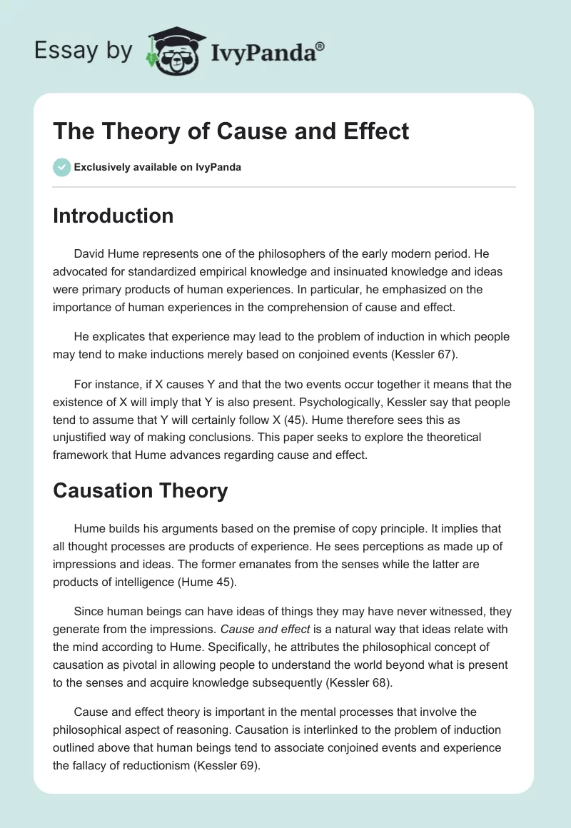 The Theory of Cause and Effect. Page 1