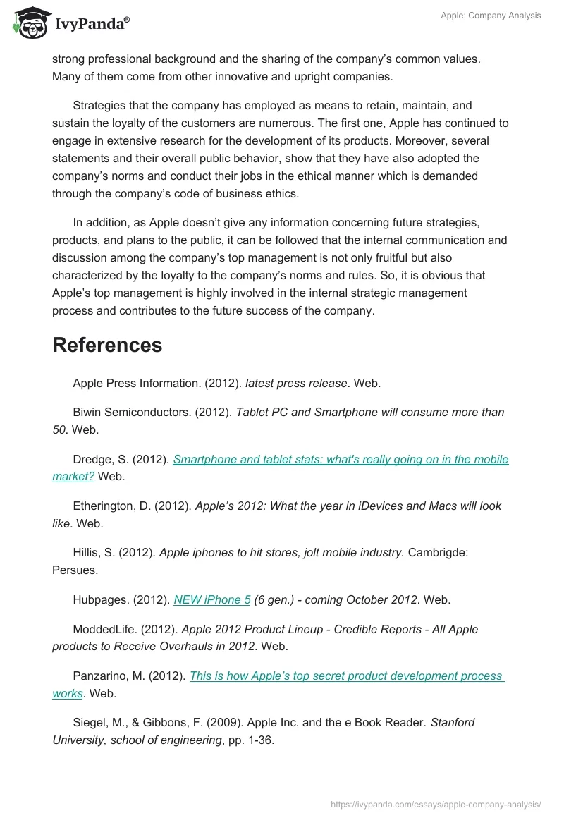 Apple: Company Analysis. Page 5