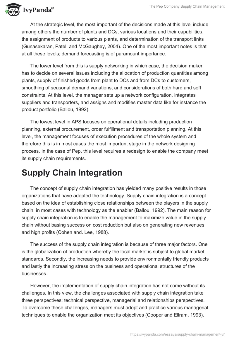 The Pep Company Supply Chain Management. Page 5