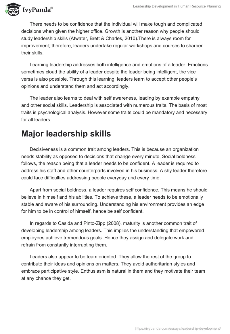 Leadership Development in Human Resource Planning. Page 2