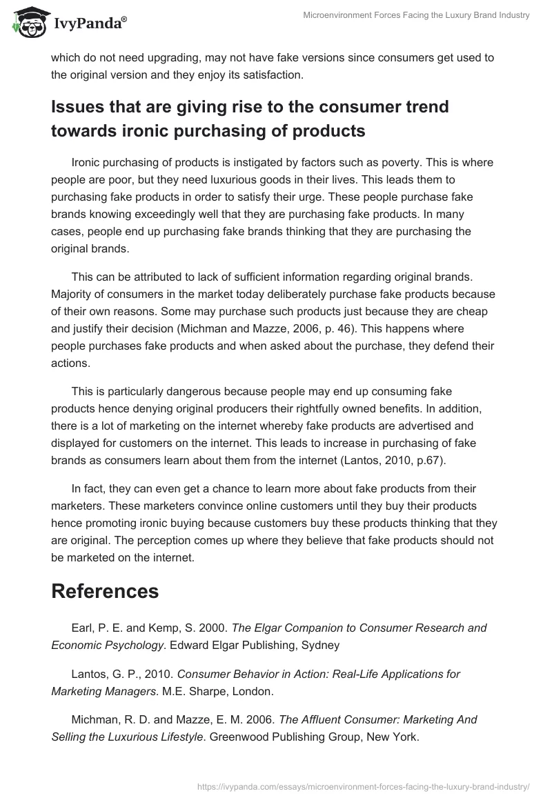 Microenvironment Forces Facing the Luxury Brand Industry. Page 4