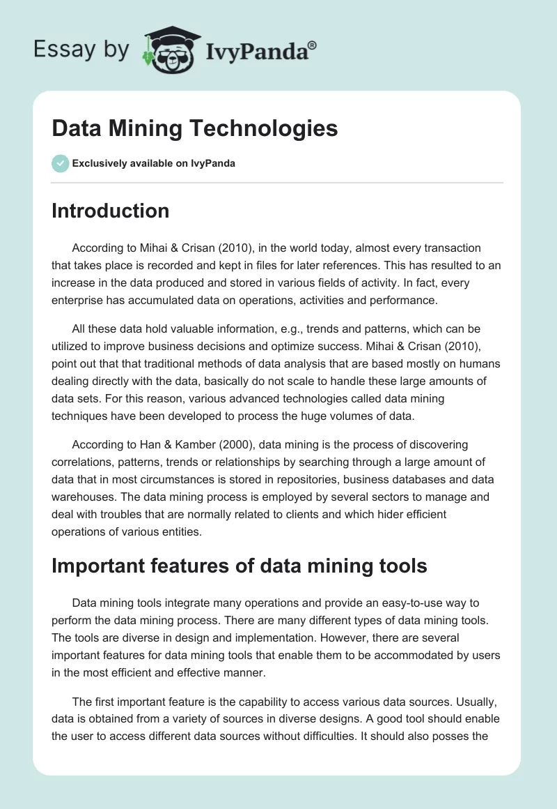 Data Mining Technologies. Page 1