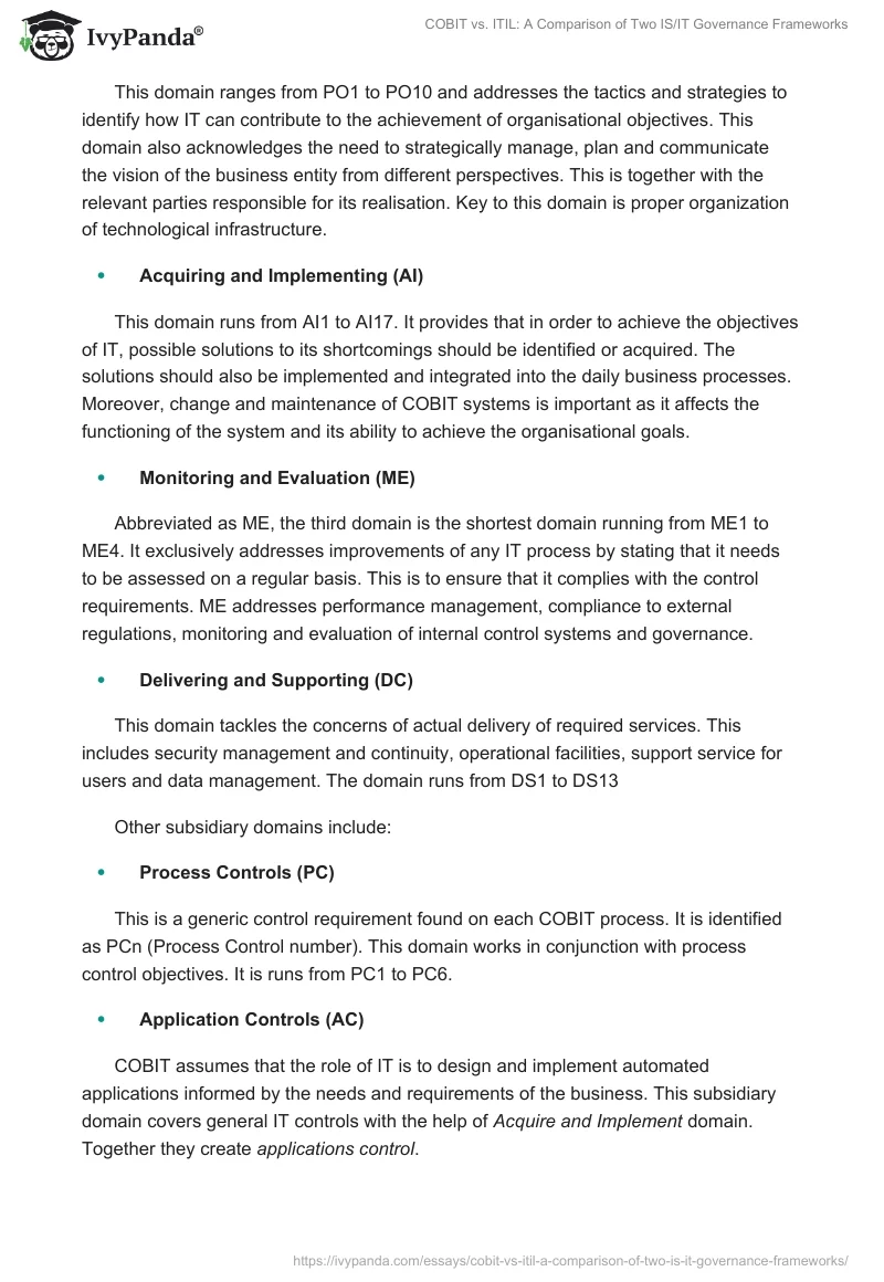 COBIT vs. ITIL: A Comparison of Two IS/IT Governance Frameworks. Page 3