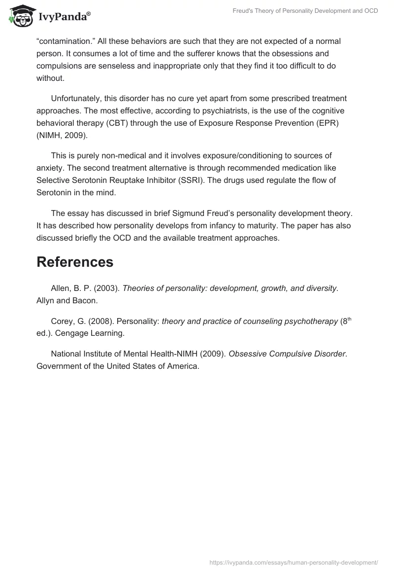 Freud's Theory of Personality Development and OCD. Page 3