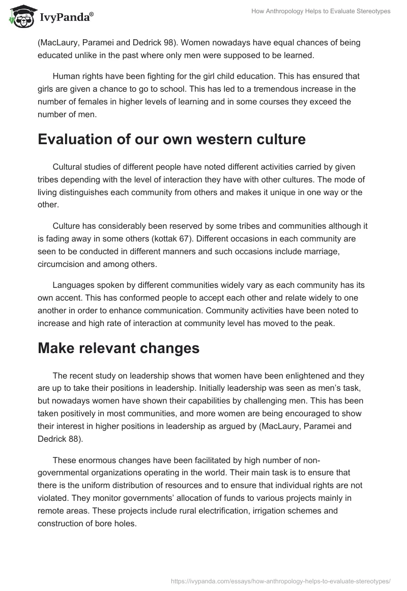How Anthropology Helps to Evaluate Stereotypes. Page 2