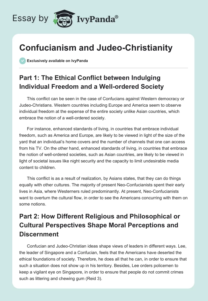 Confucianism and Judeo-Christianity. Page 1