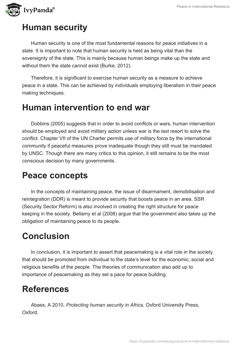 Peace in International Relations. Page 3
