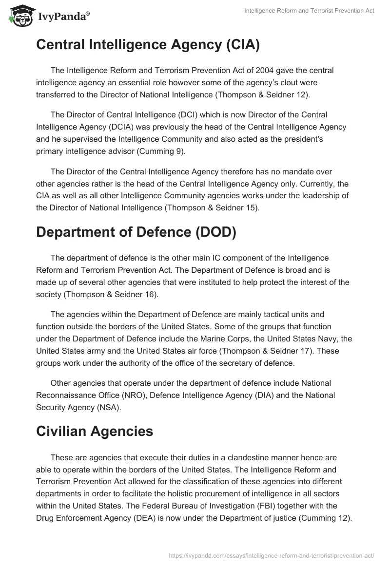 Intelligence Reform and Terrorist Prevention Act. Page 4