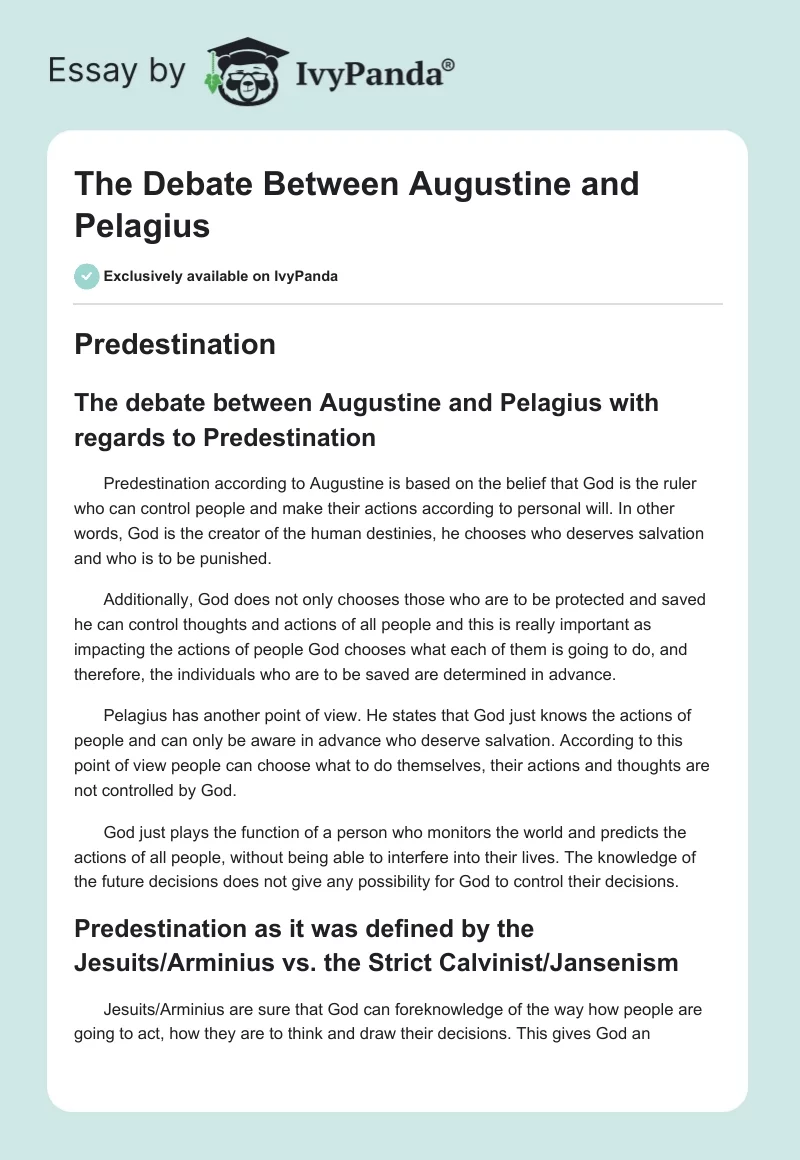 The Debate Between Augustine and Pelagius. Page 1