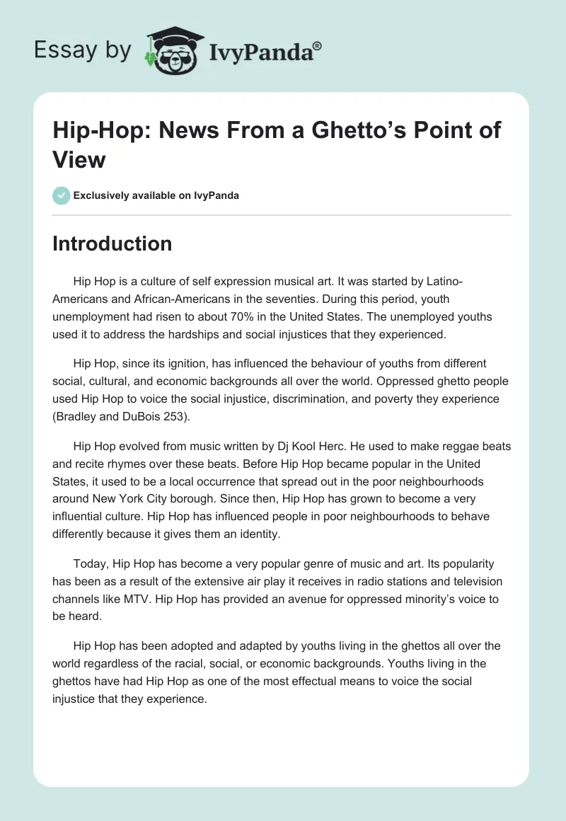 Hip-Hop: News From a Ghetto’s Point of View. Page 1
