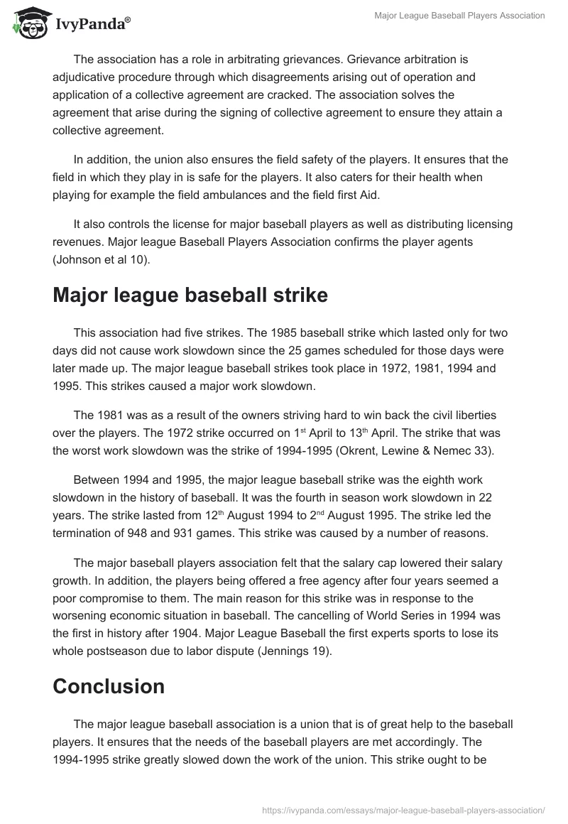 Major League Baseball Players Association. Page 2