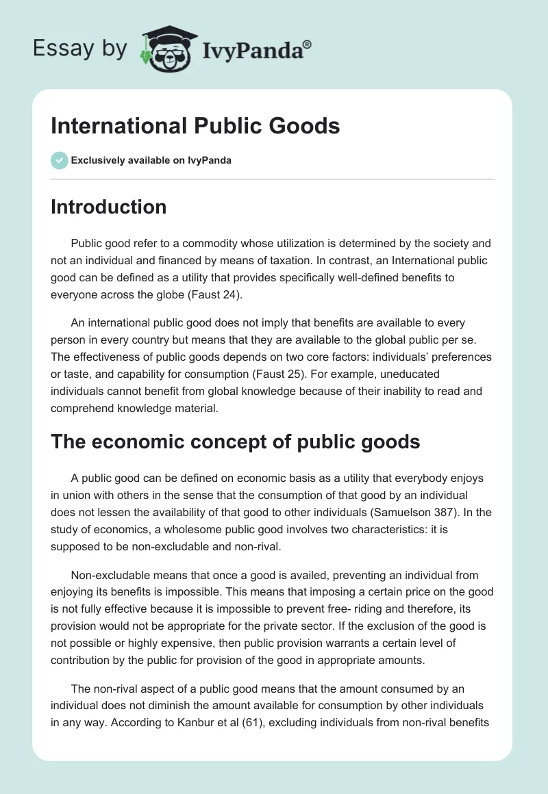 International Public Goods. Page 1
