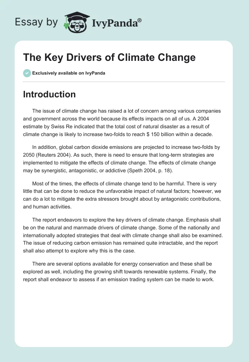 The Key Drivers of Climate Change. Page 1