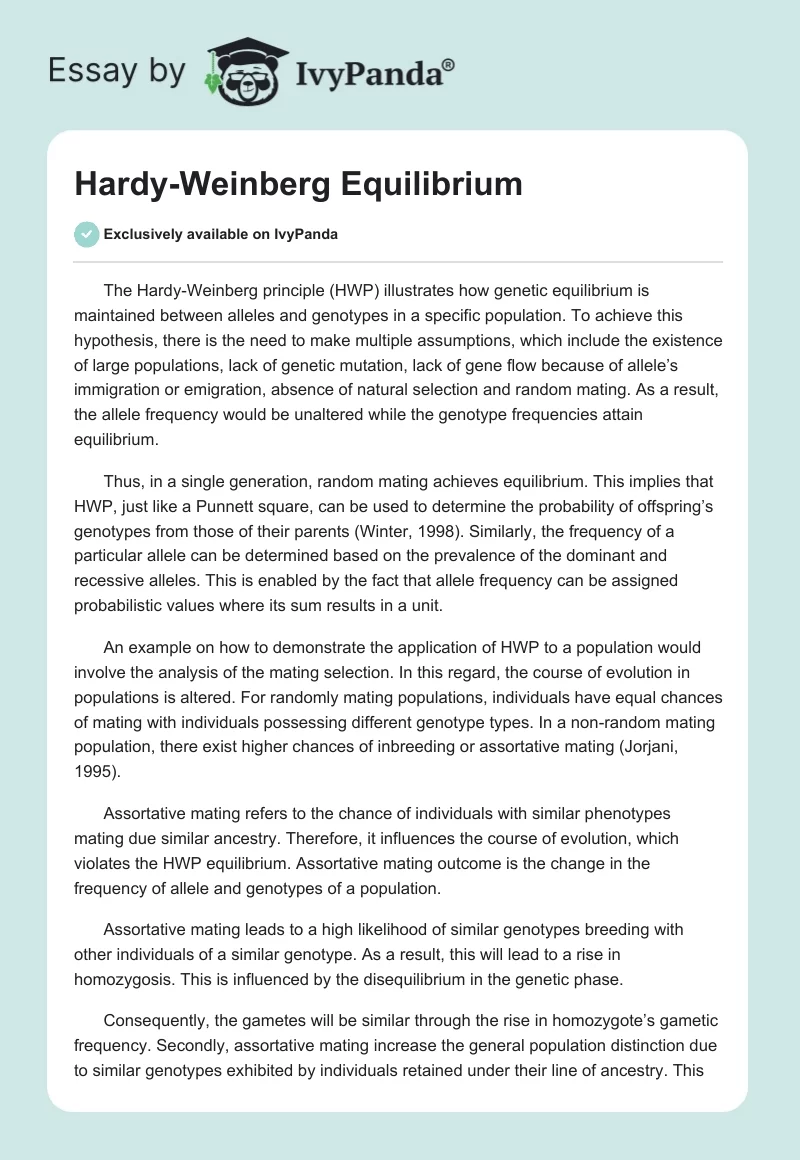 Hardy-Weinberg Equilibrium. Page 1