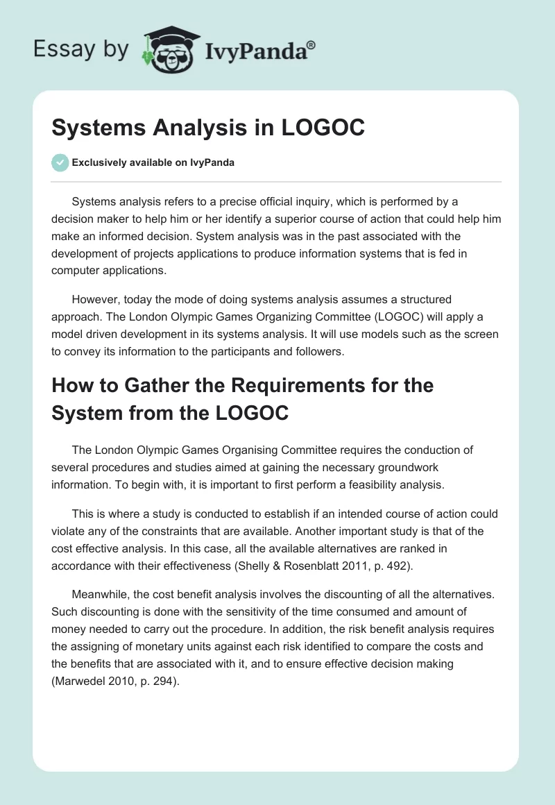 Systems Analysis in LOGOC. Page 1