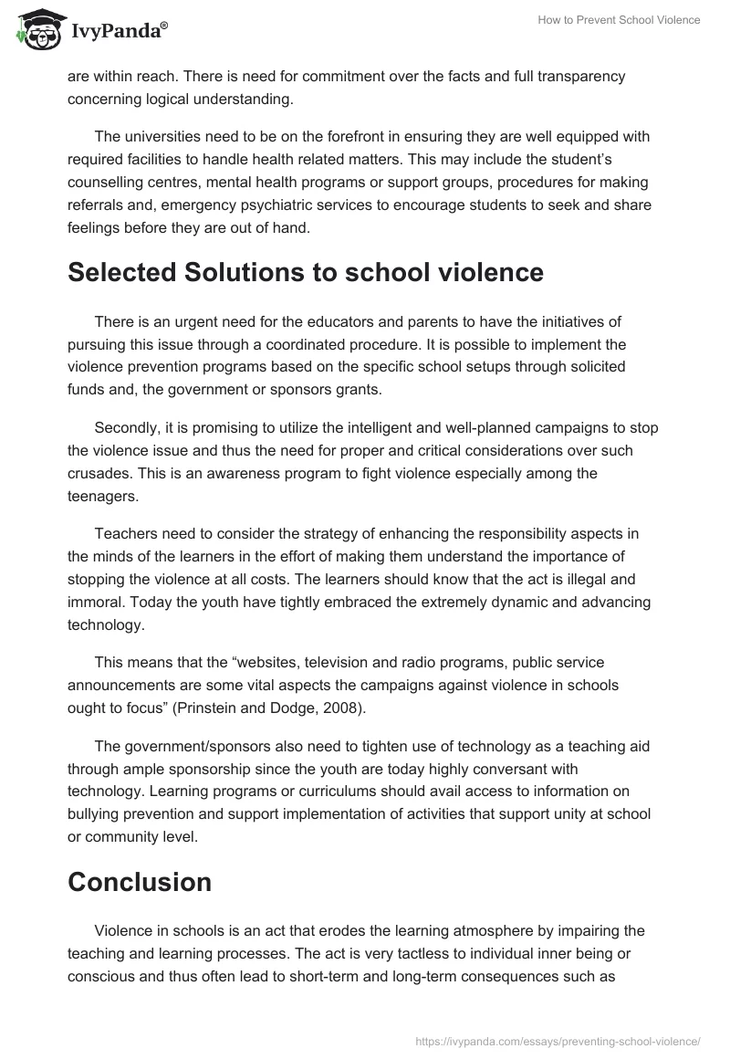 how to stop school violence essay