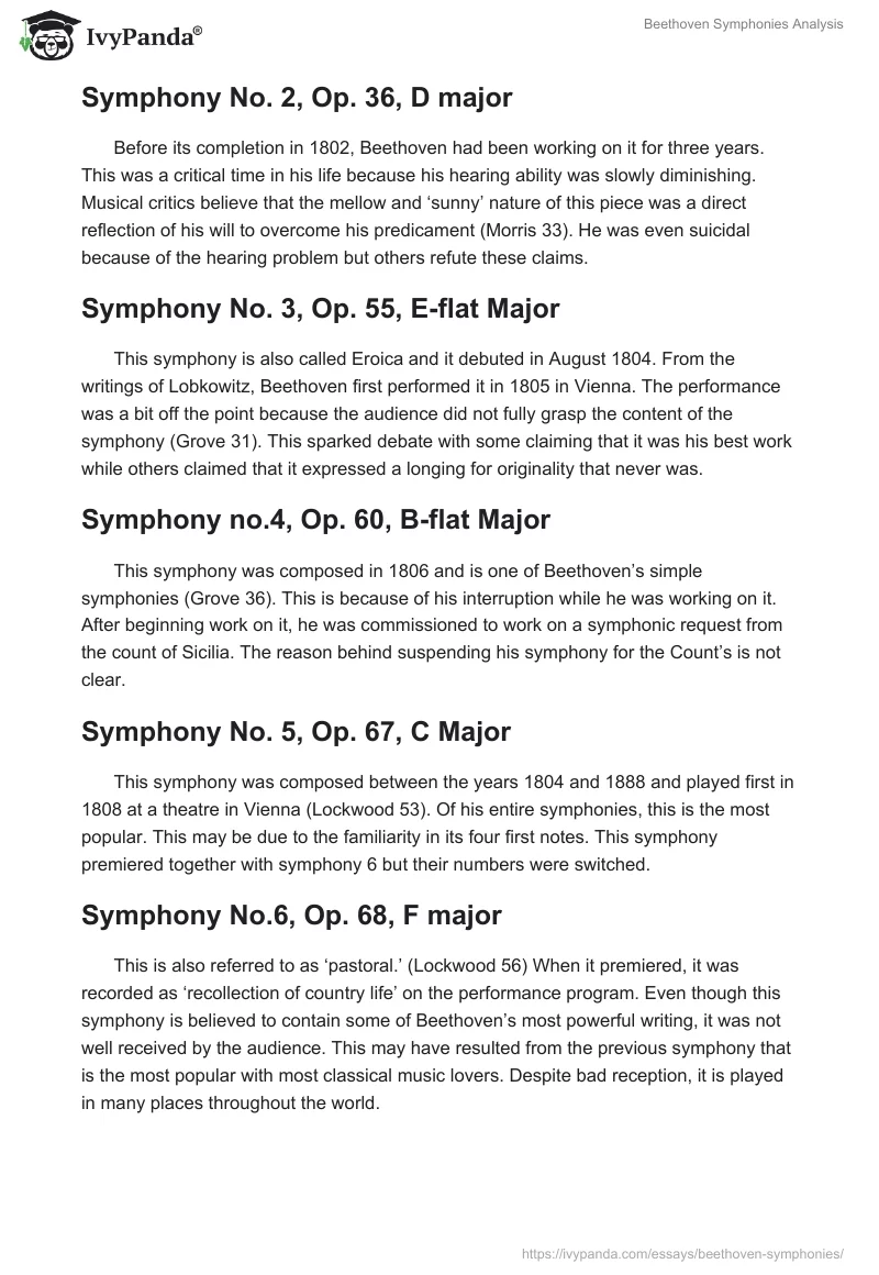 Beethoven Symphonies Analysis. Page 2