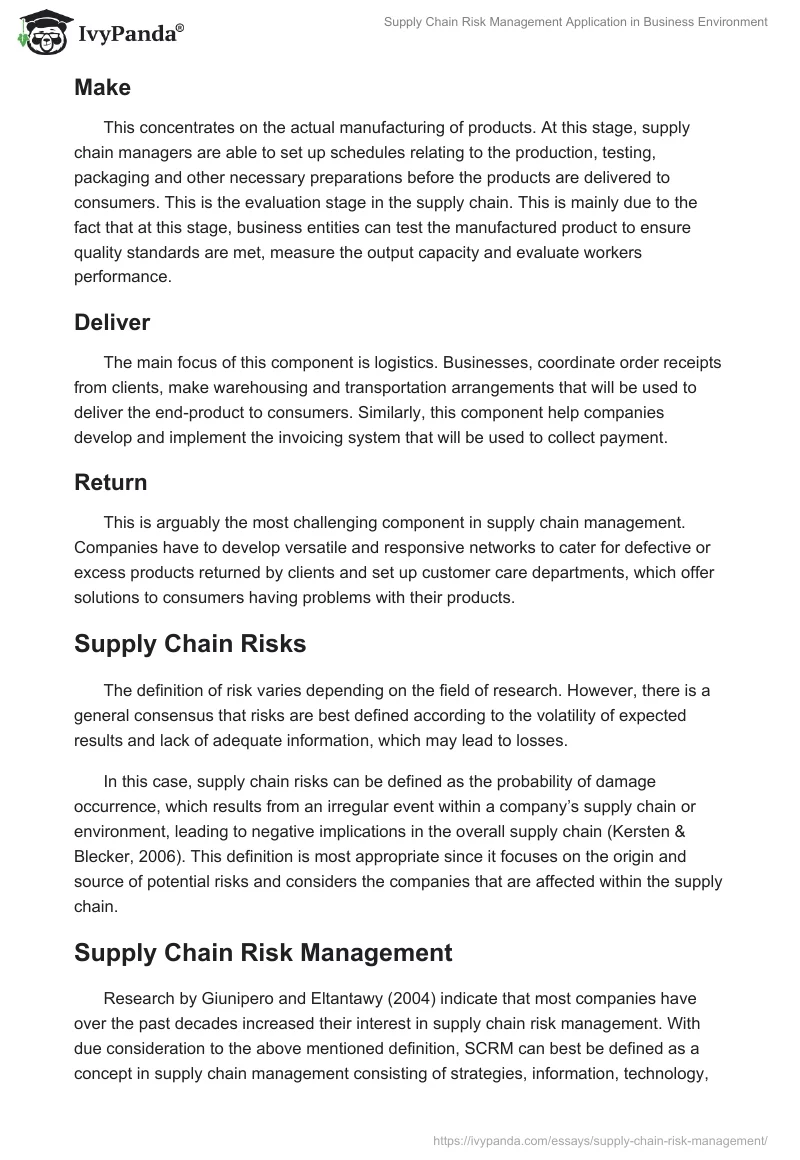 Supply Chain Risk Management Application in Business Environment. Page 5