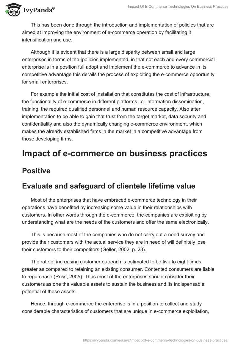 Impact of E-Commerce Technologies on Business Practices. Page 4
