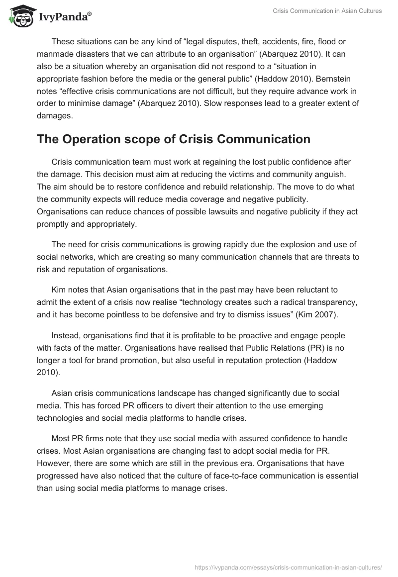 Crisis Communication in Asian Cultures. Page 2