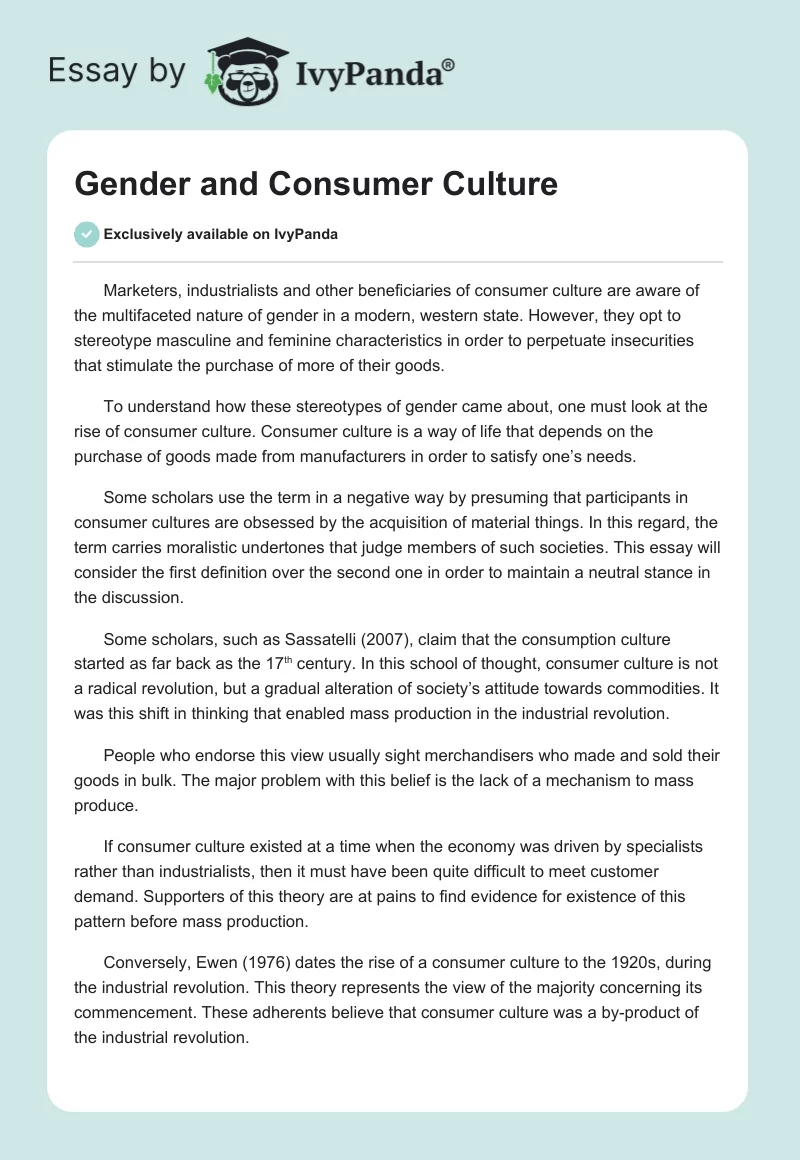 Gender and Consumer Culture. Page 1