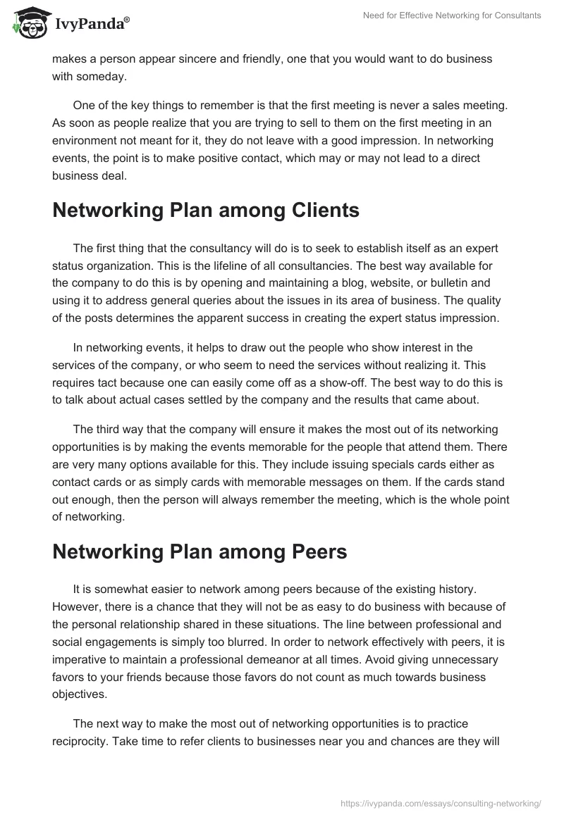 Need for Effective Networking for Consultants. Page 2