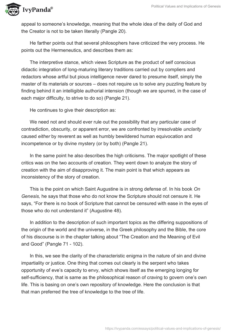Political Values and Implications of Genesis. Page 3