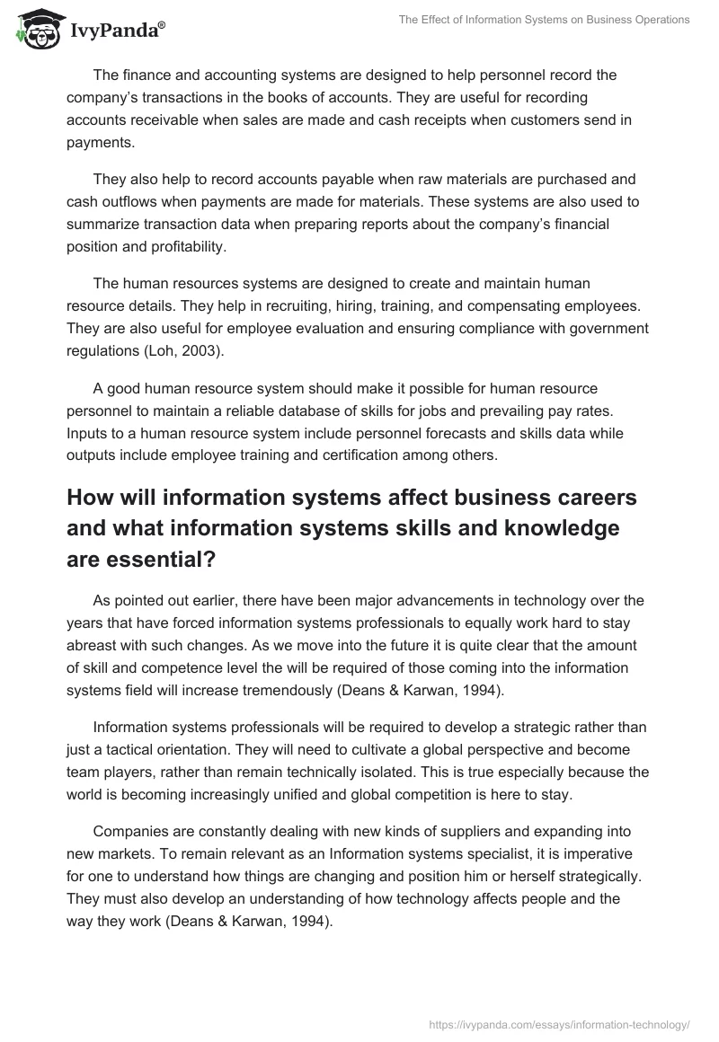 The Effect of Information Systems on Business Operations . Page 5