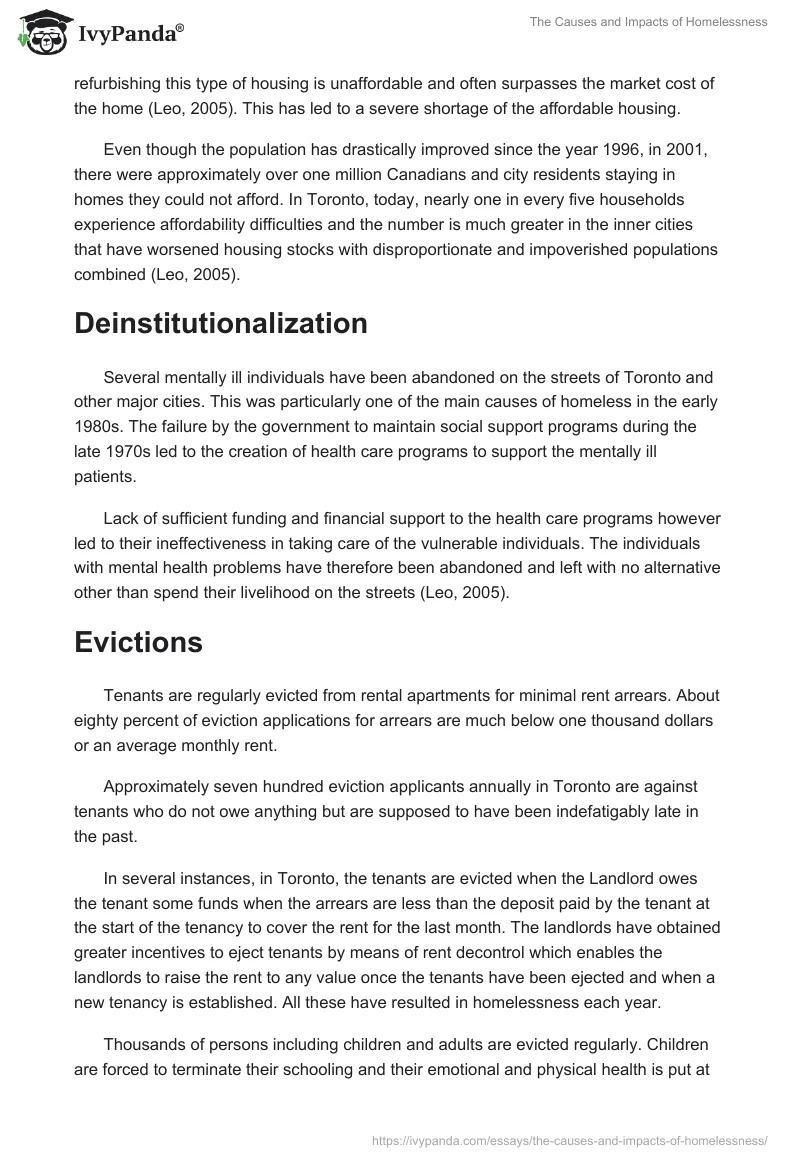 The Causes and Impacts of Homelessness. Page 4