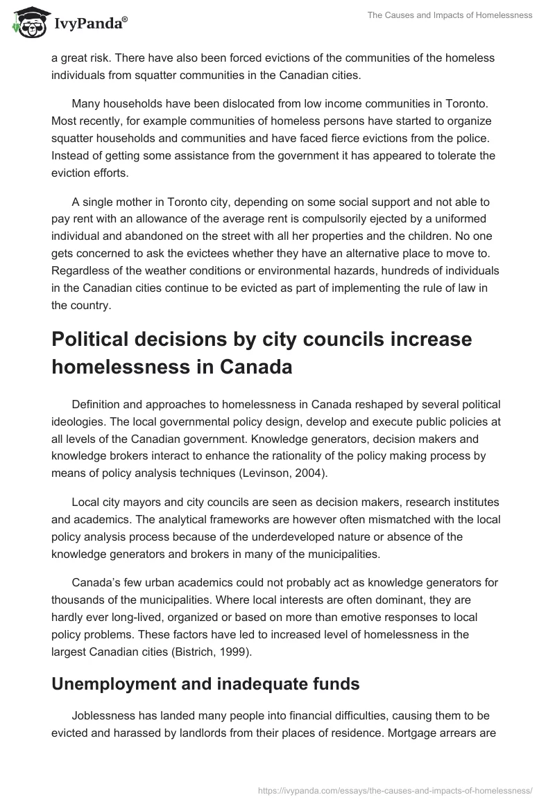 The Causes and Impacts of Homelessness. Page 5
